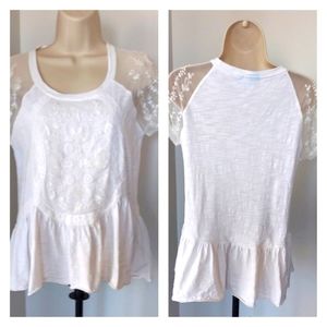 Altar'd State White Peplum Shirt. Size Small